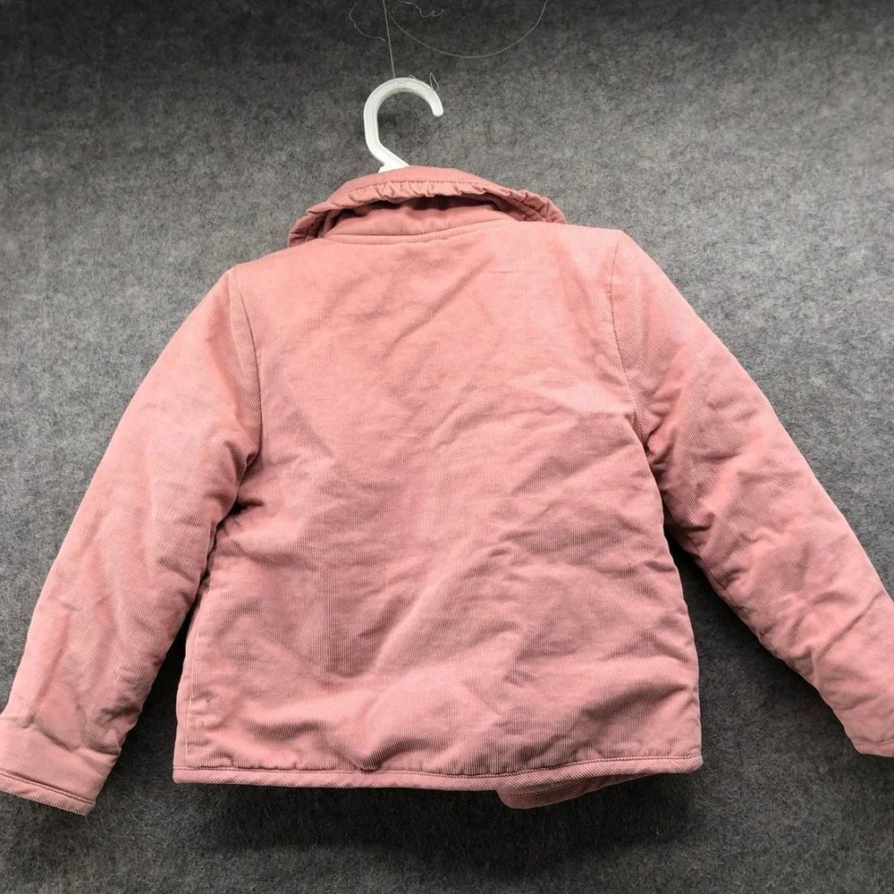 OshKosh B'gosh Corduroy Quilted Jacket Girls 2T Pink Ruffle Collar Button Coat